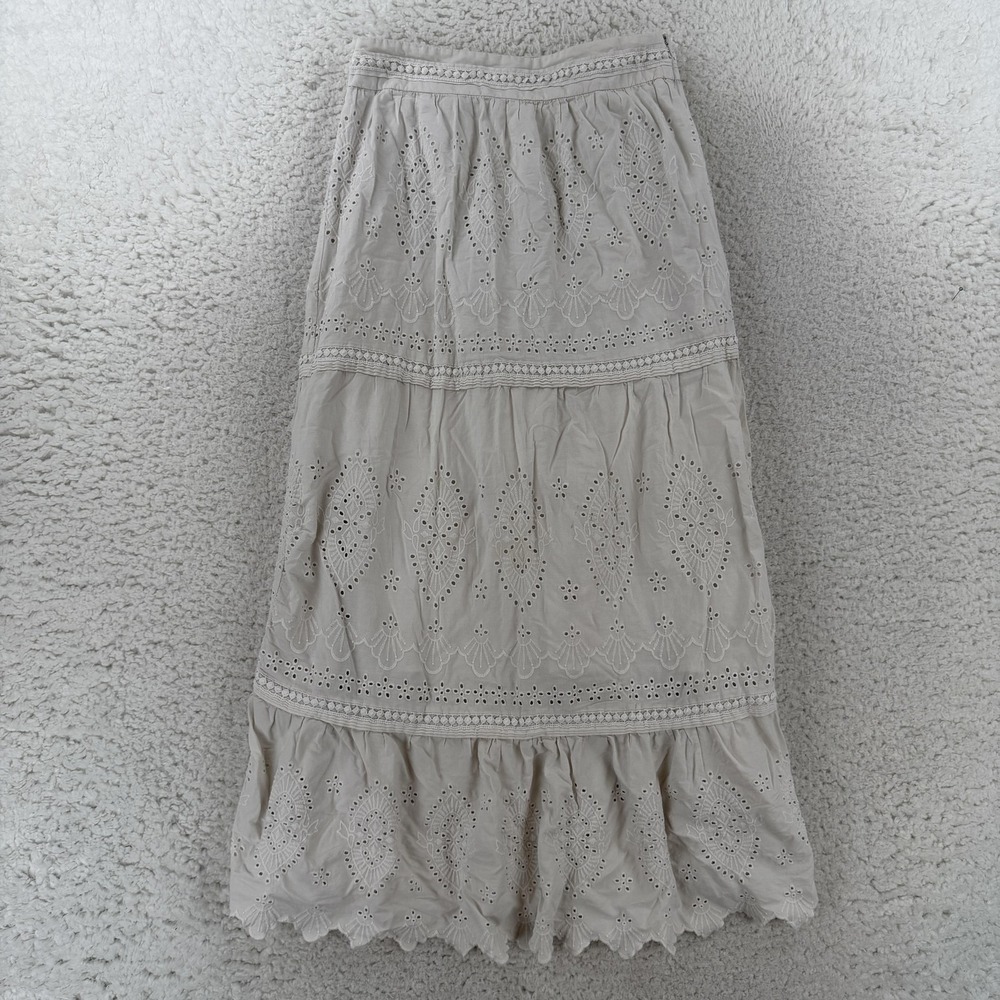 Jason Wu Skirt Womens Small White Embroidered Lace Peasant Maxi WA6864-860-6PA